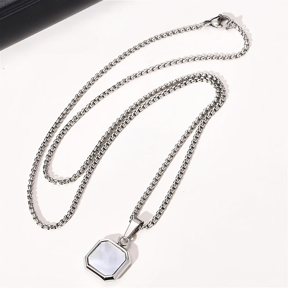 Unisex 316L Stainless Steel Square Pendant Necklace